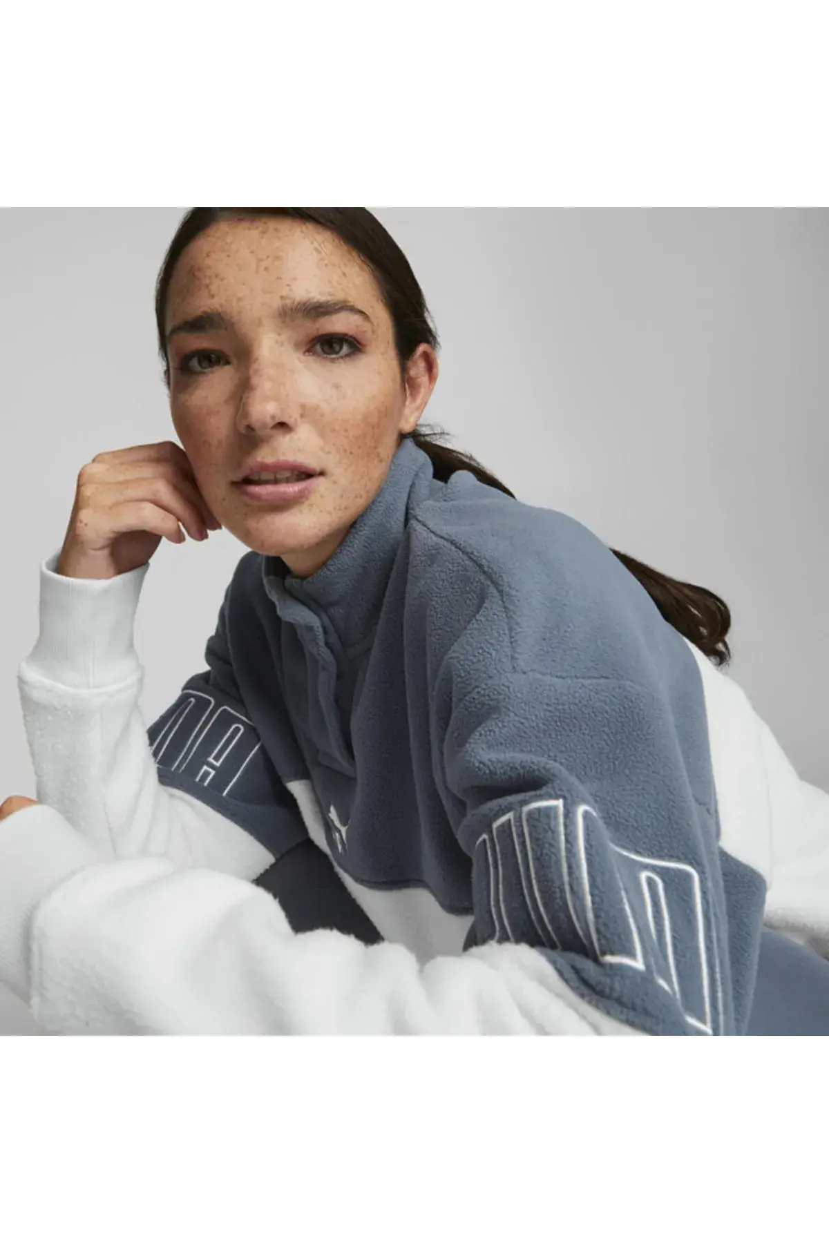 Puma Power Winterized Half-Placket Crew Lacivert Kadın Polar Sweatshirt