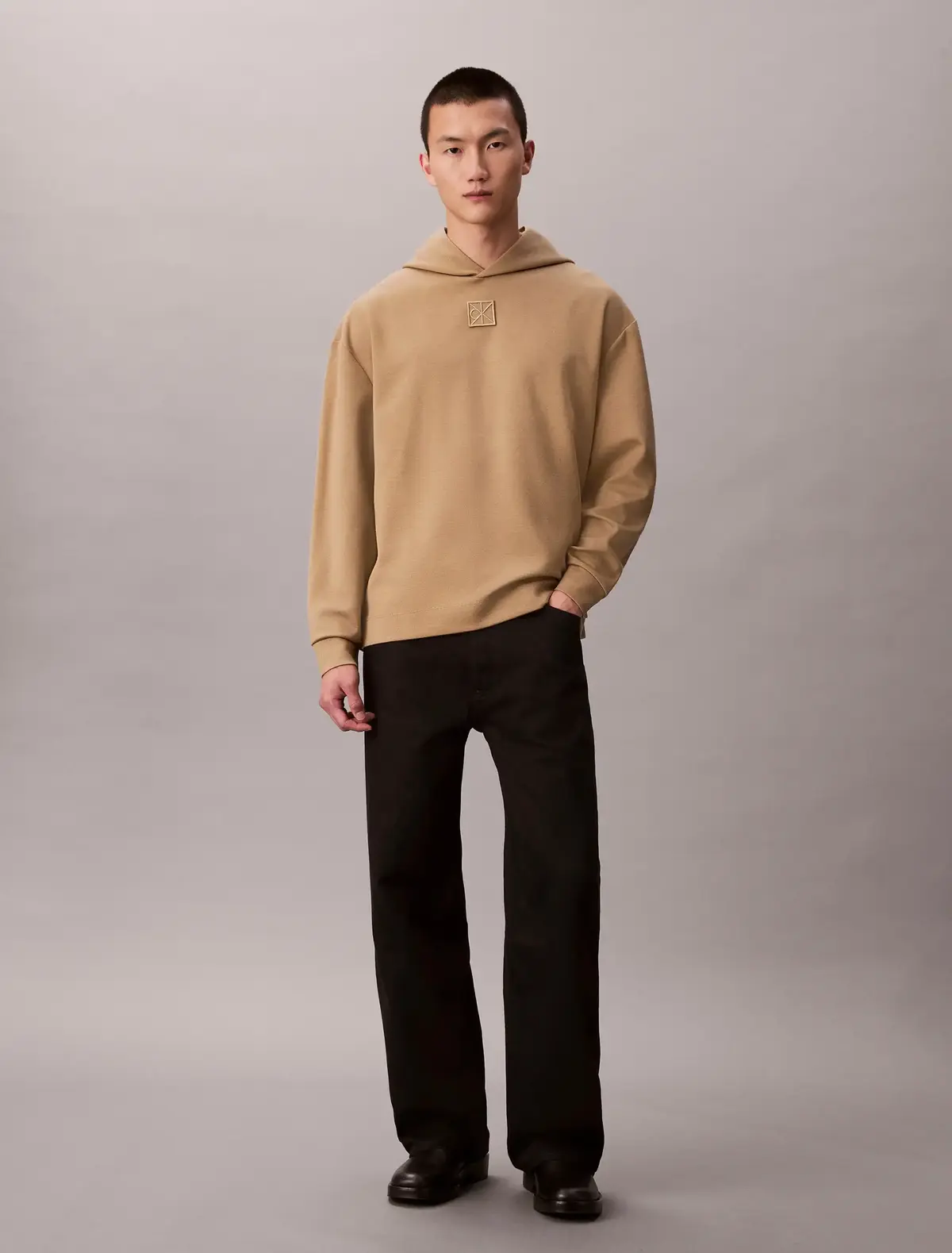 Calvin Klein LS STRETCH WOOL BLEND Bej Erkek Hoodie