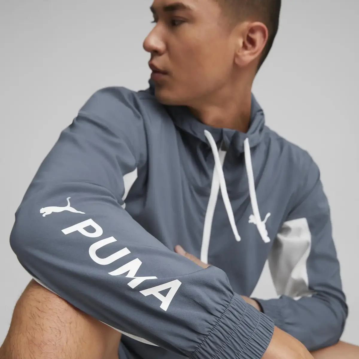 Puma Fıt Woven Jacket Gri Erkek Fermuarlı Spor Ceketi