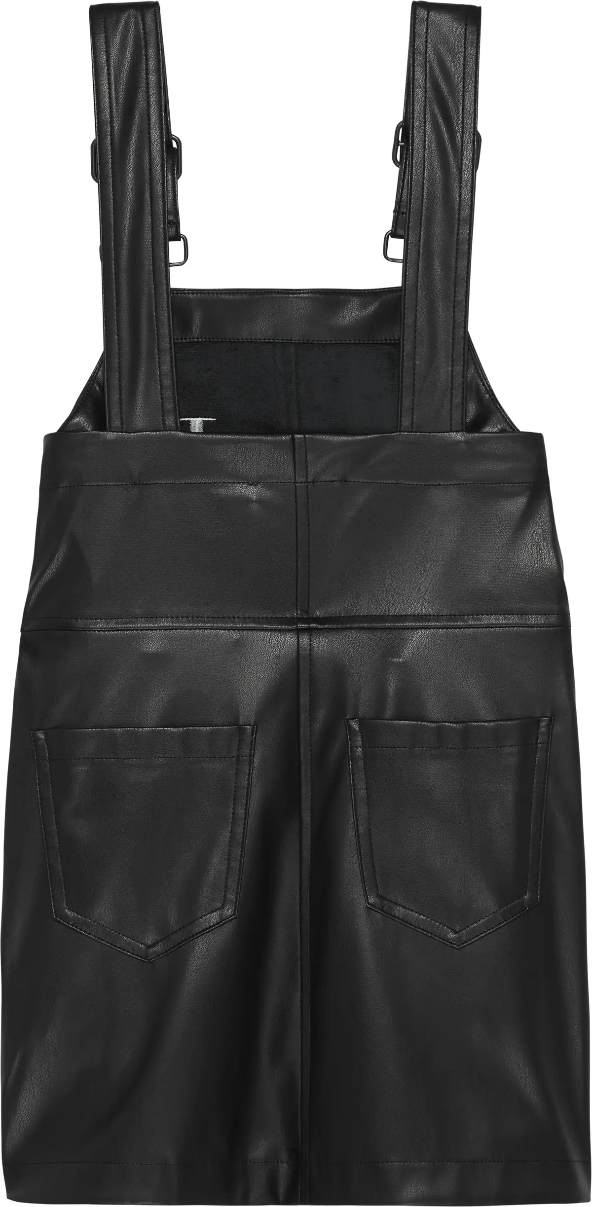 Calvin Klein PU LEATHER DUNGAREE Kadın Siyah Elbise