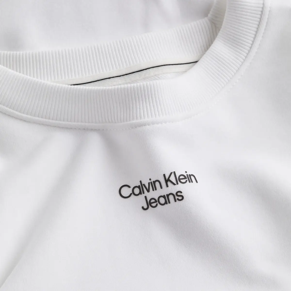 Calvin Klein STACKED LOGO CREW NE Erkek Beyaz Sweatshirt