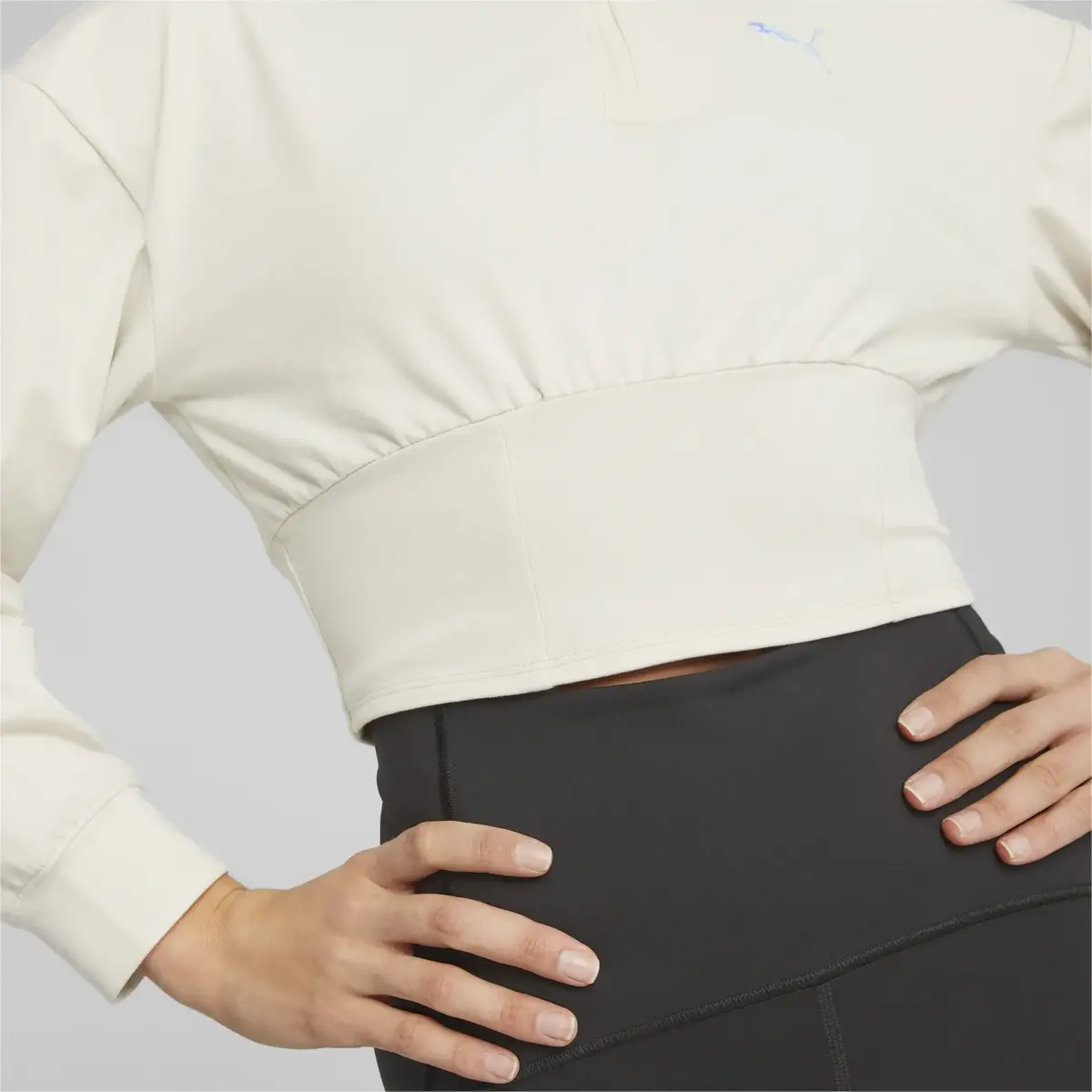 Puma FASHION 1/2 ZIP - CLOUDSPUN Bej Kadın Crop Sweatshirt
