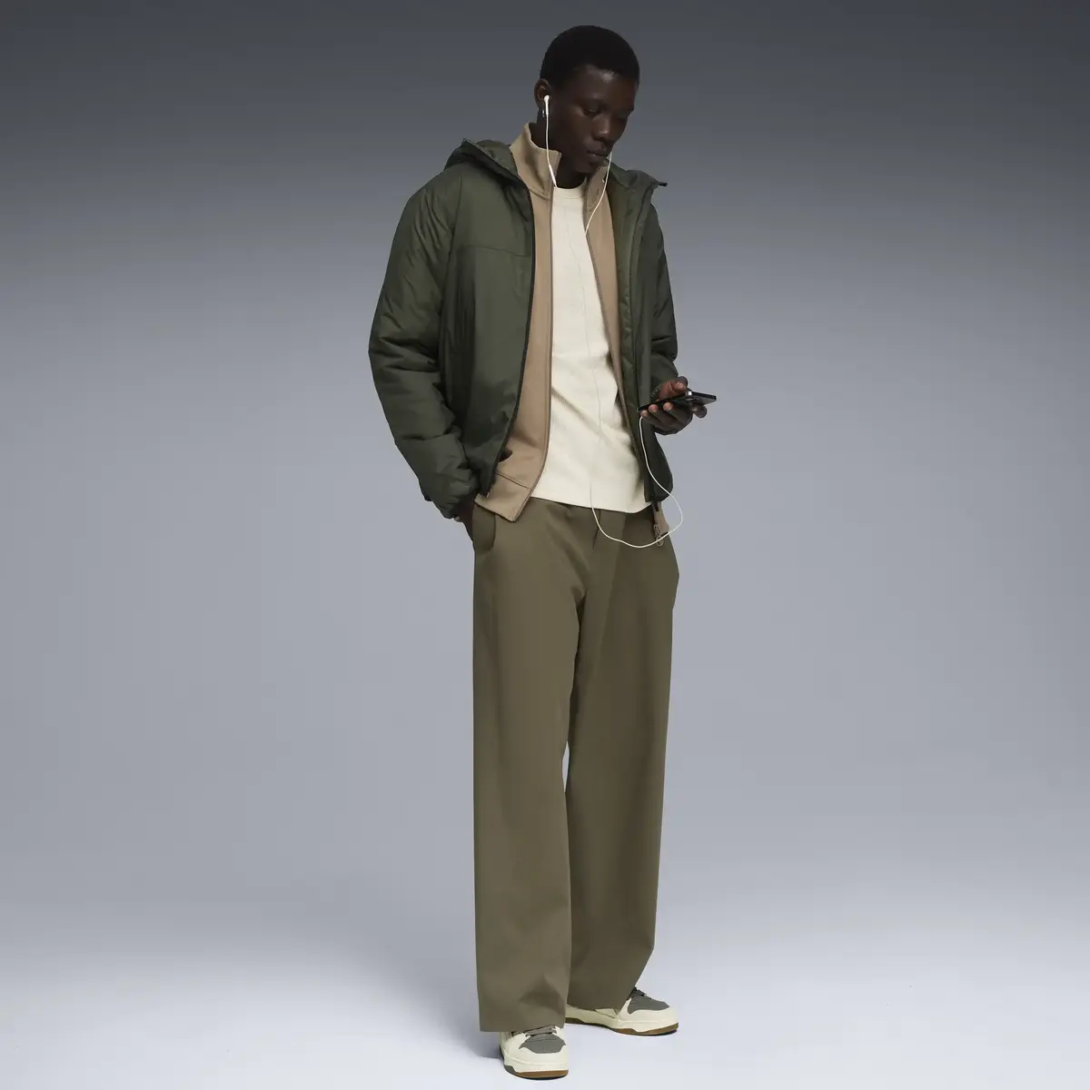 Puma ESS Light Padded Jacket Yeşil Kapüşonlu Mont