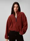 Calvin Klein SHERPA 1/4 ZIP CONTR, XWB Bordo Kadın Sweatshirt