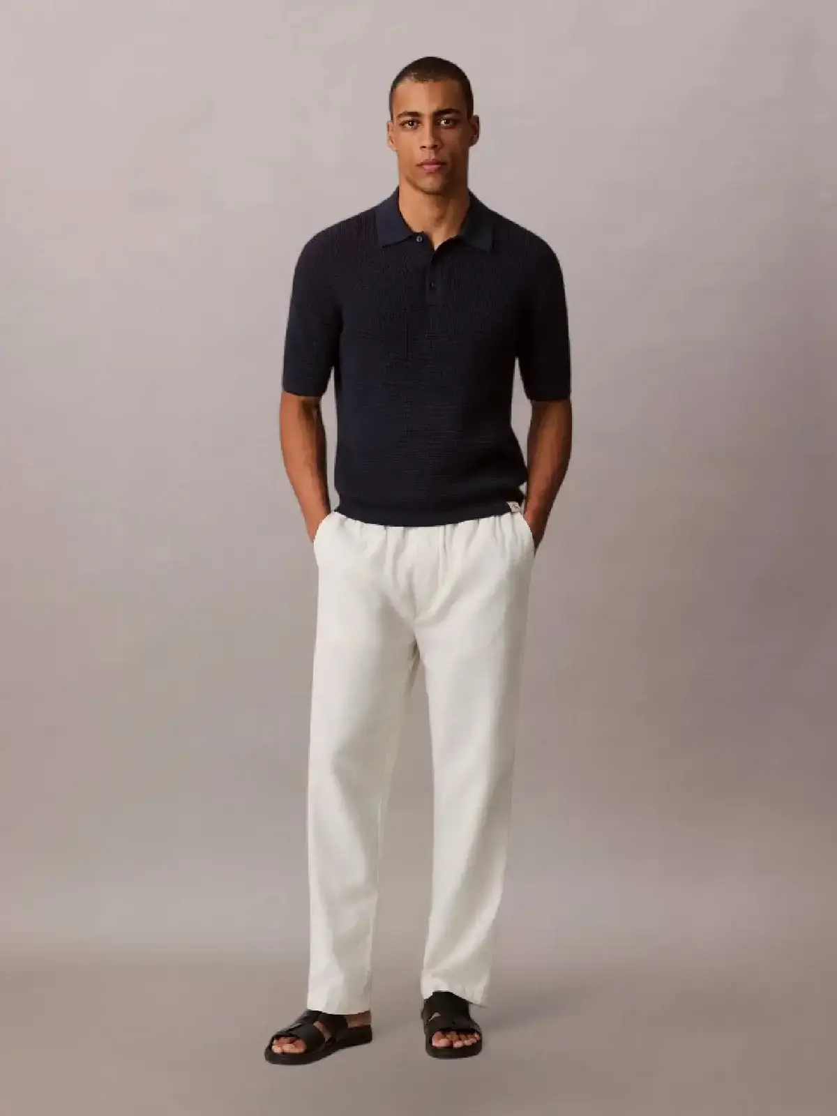 Calvin Klein SS SMTH CTTN WFFL PL Antrasit Erkek Kazak