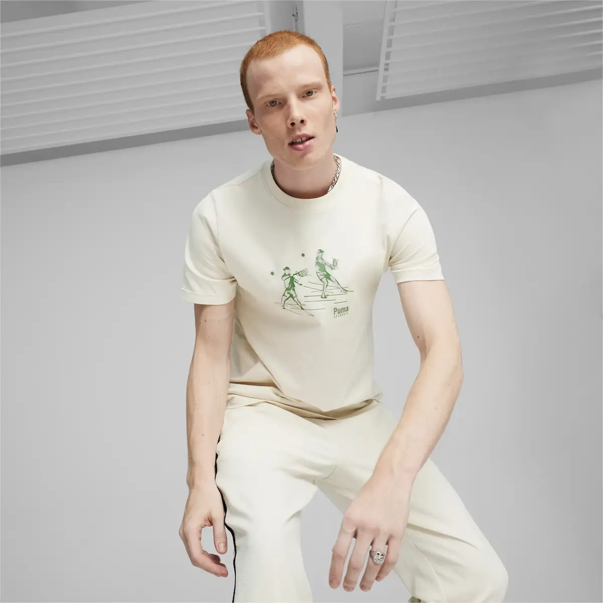 Puma TEAM Graphic Tee Bej Erkek T-Shirt