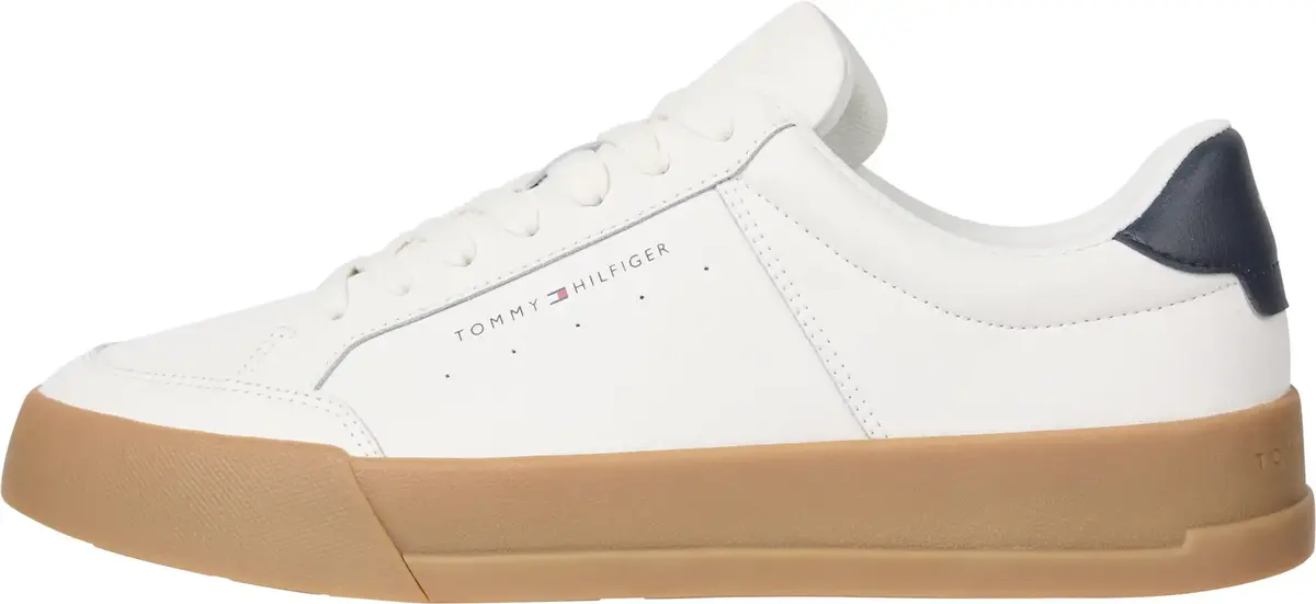 Tommy Hilfiger TH COURT MIX LTH, YBL Beyaz Erkek Spor Ayakkabı & Sneaker