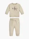Calvin Klein MONOGRAM CN SWEATSHI Bebek Krem Eşofman Takımı