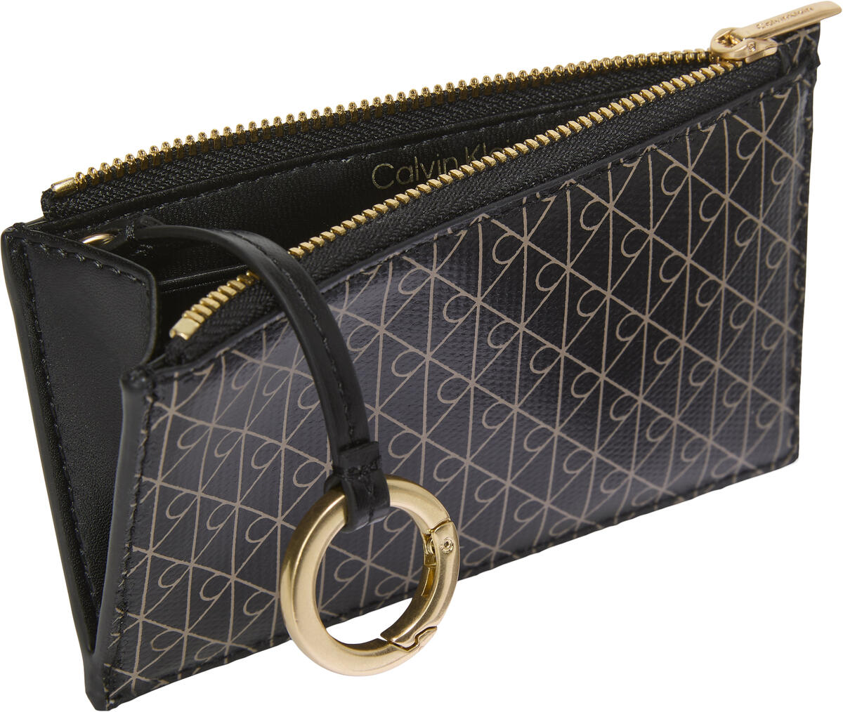 Calvin Klein EMBLEM AOP TOP ZIP CARDCASE Siyah Kadın Cüzdan