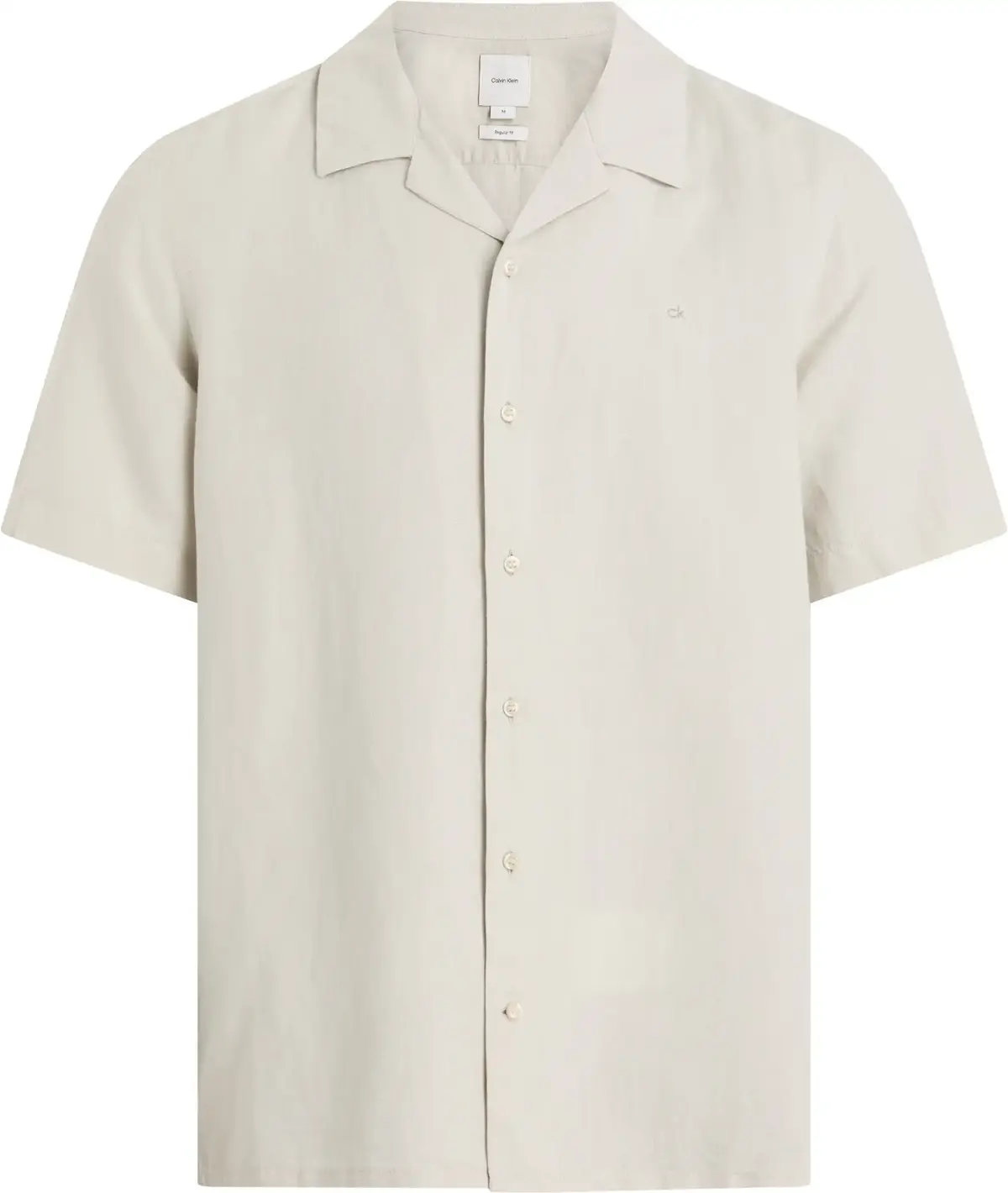 Calvin Klein LINEN COTTON CUBAN S, PE0 Krem Erkek Gömlek