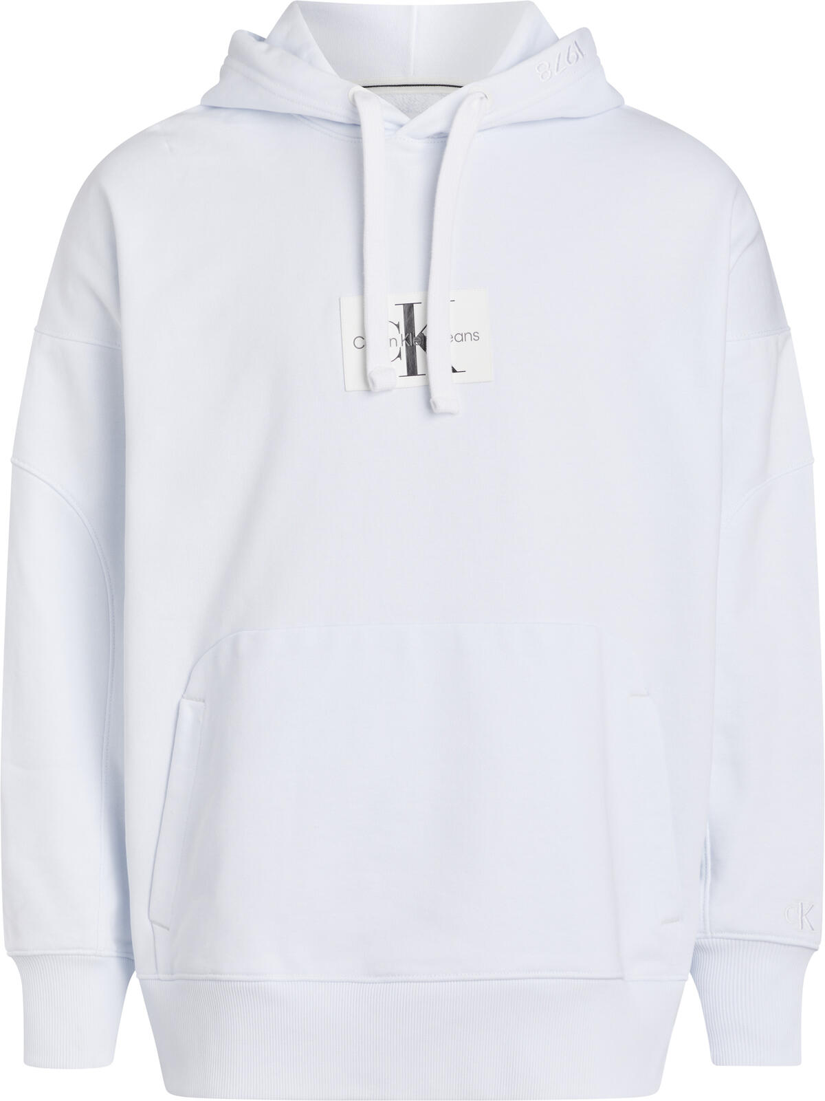 Calvin Klein OVERSIZED PATCHED HO Erkek Beyaz Hoodie
