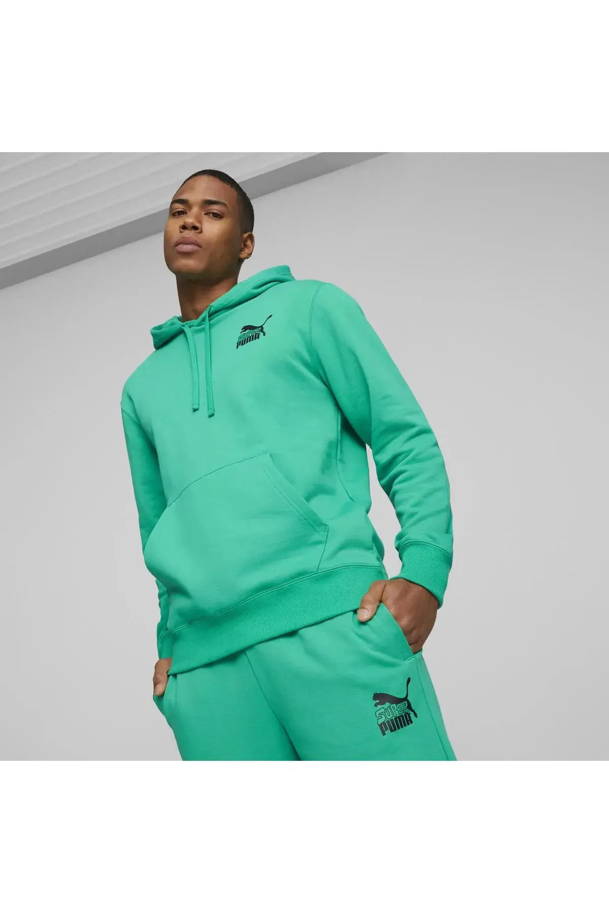 Puma CLASSICS SUPER PUMA Graphic Hoodie TR Yeşil Erkek Hoodie