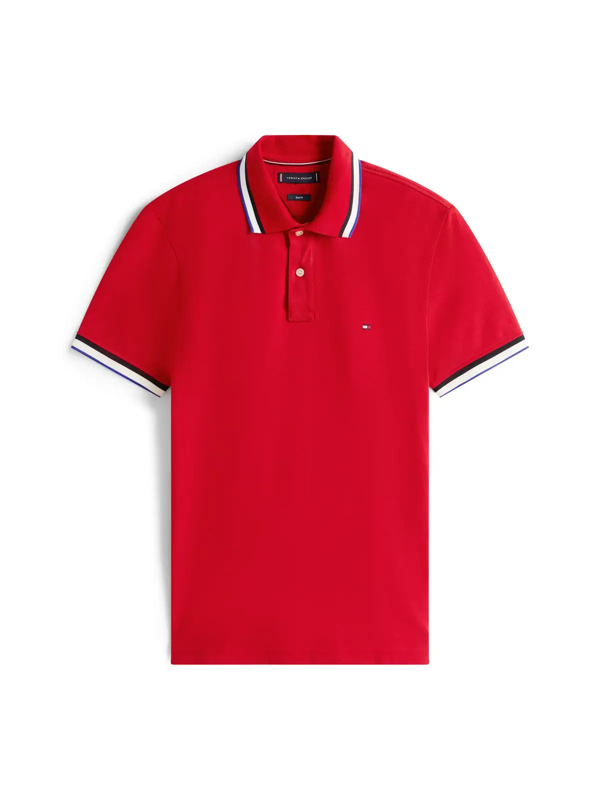 Tommy Hilfiger CUFF INTEREST SLIM F, XLD Kırmızı Erkek Polo Yaka T-Shirt