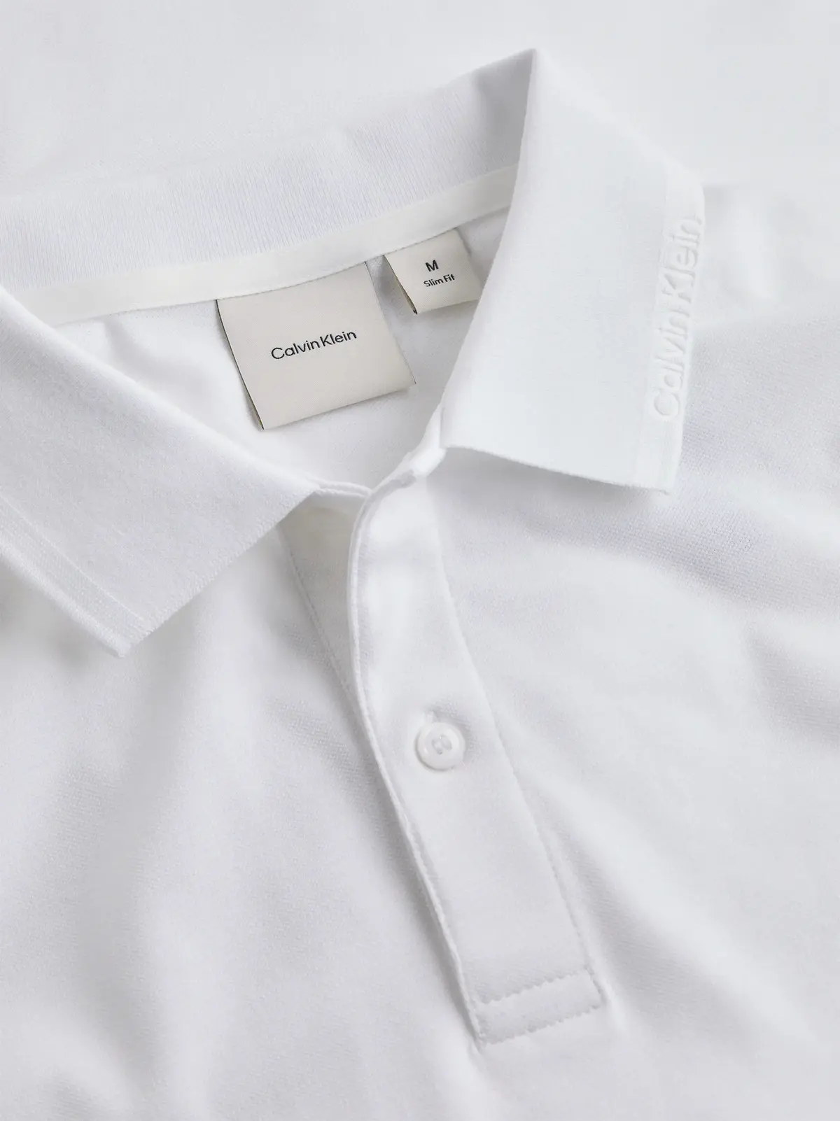 Calvin Klein THERMO TECH PIQUE SL, YAF Beyaz Erkek T-Shirt & Polo