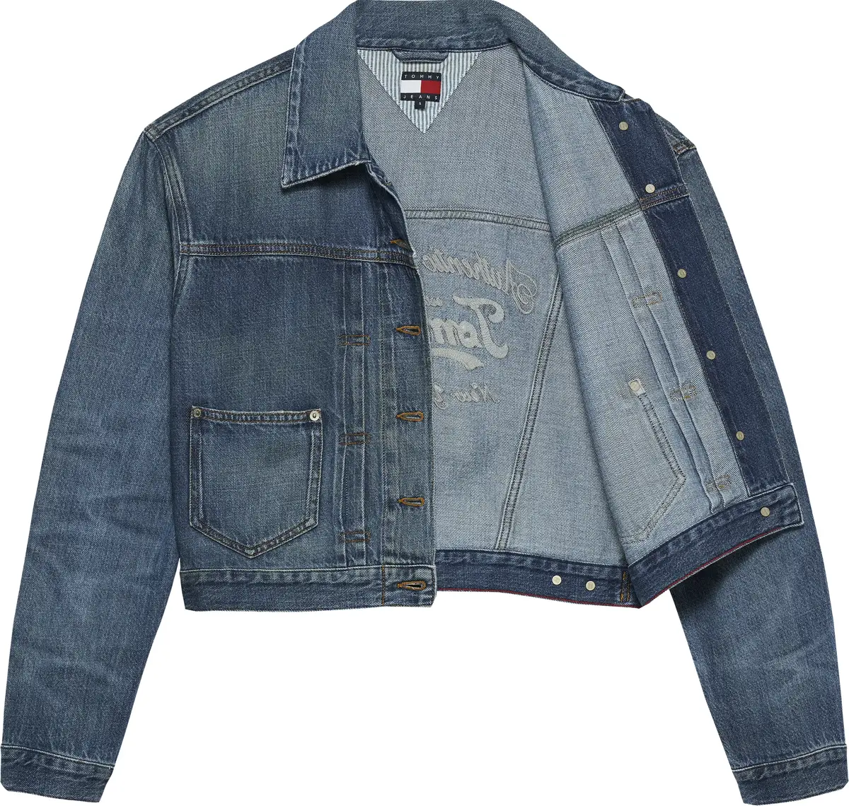 Tommy Hilfiger PLEATED TRUCKER JACK, 1A5 Mavi Kadın Kot Ceket