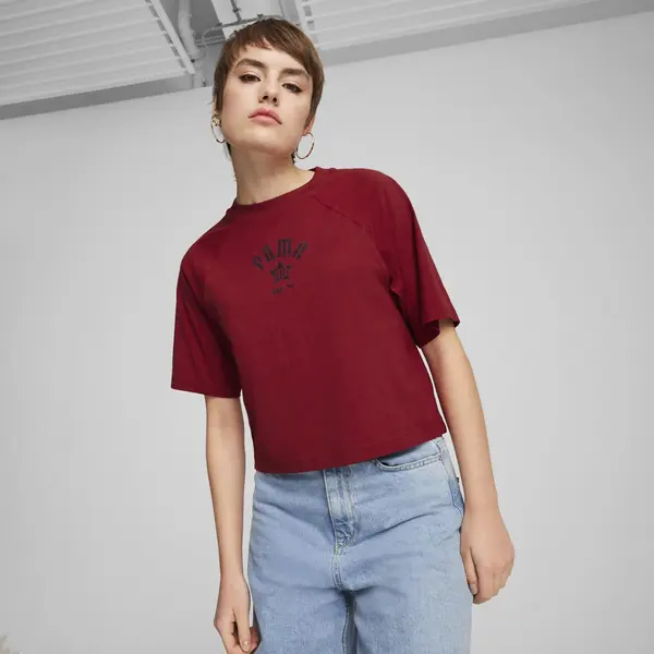 Puma CLASSICS Relaxed Tee Bordo Kadın T-Shirt