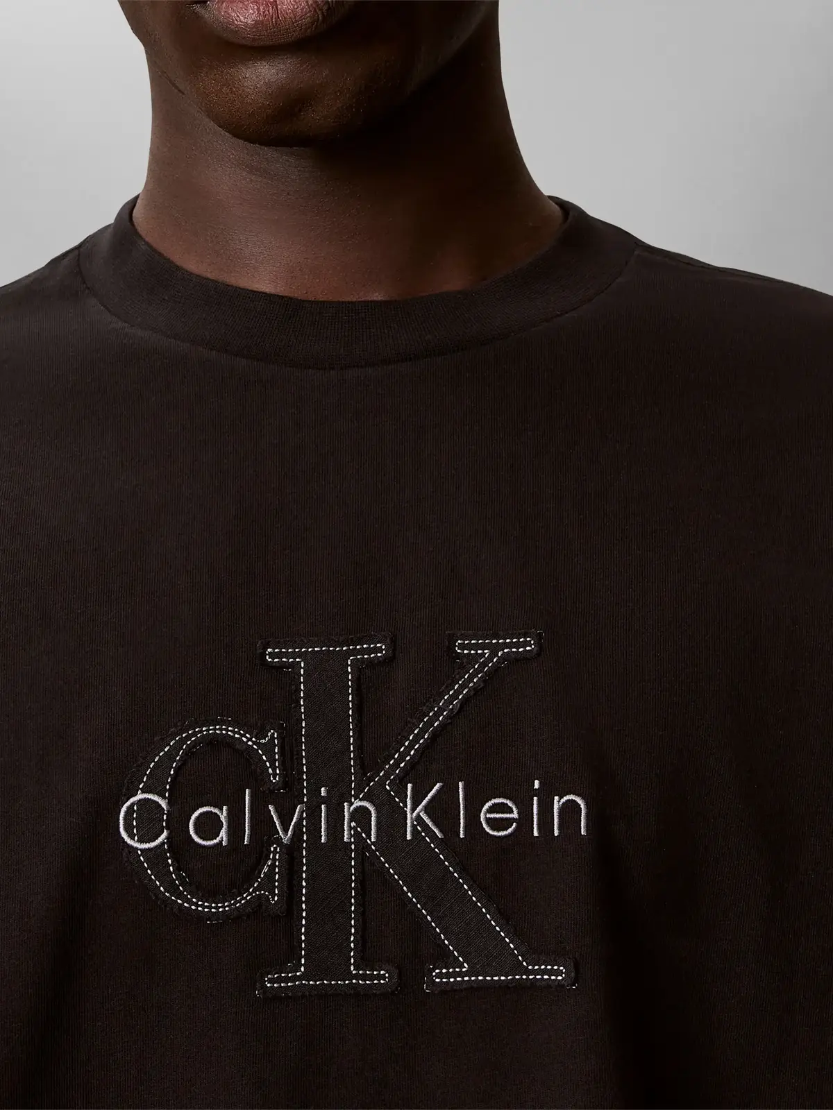 Calvin Klein SS 16S LINEN APPLIQU, UB1 Siyah Erkek T-Shirt