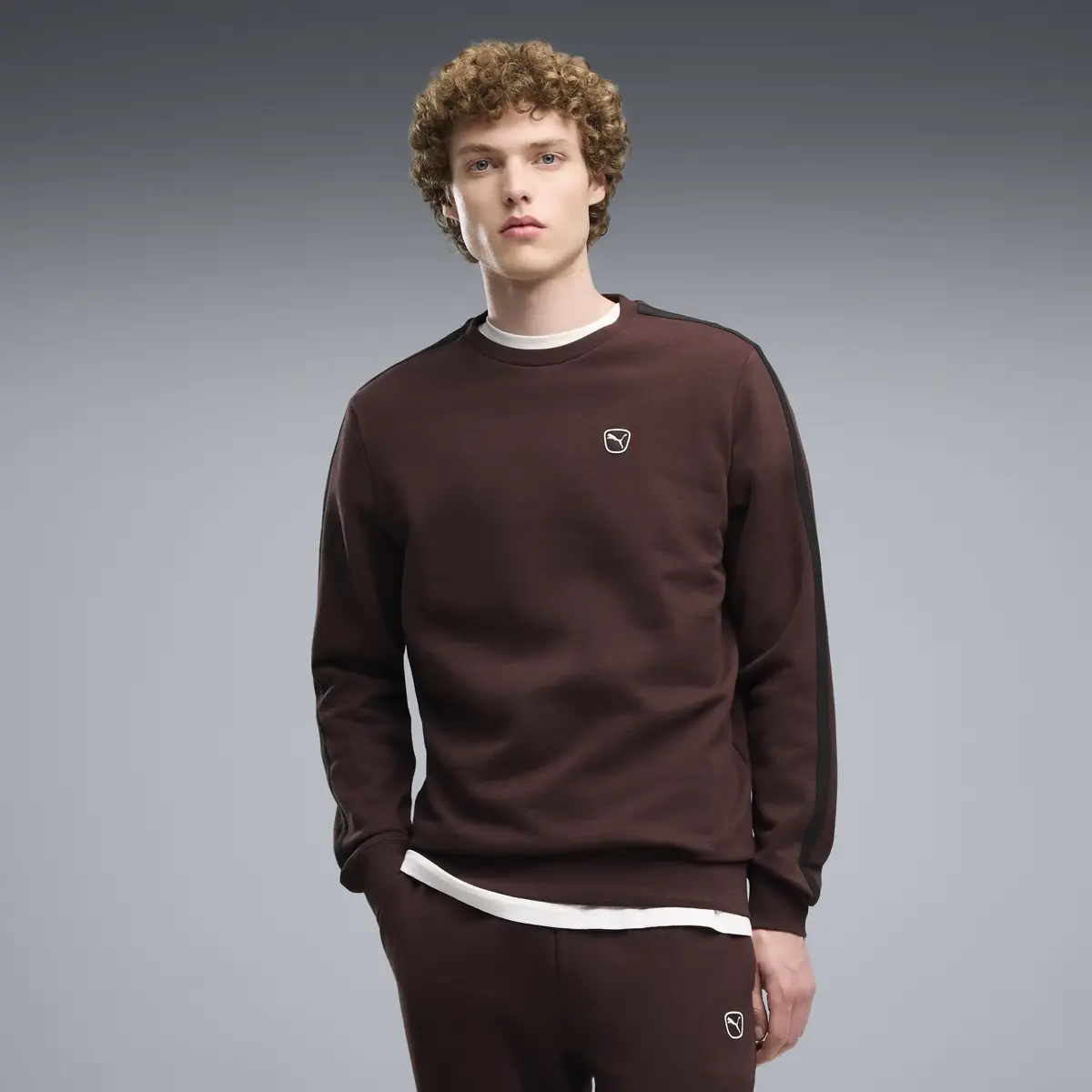 PUMA ESS ELEVATED Crew Kahverengi Erkek Sweatshirt