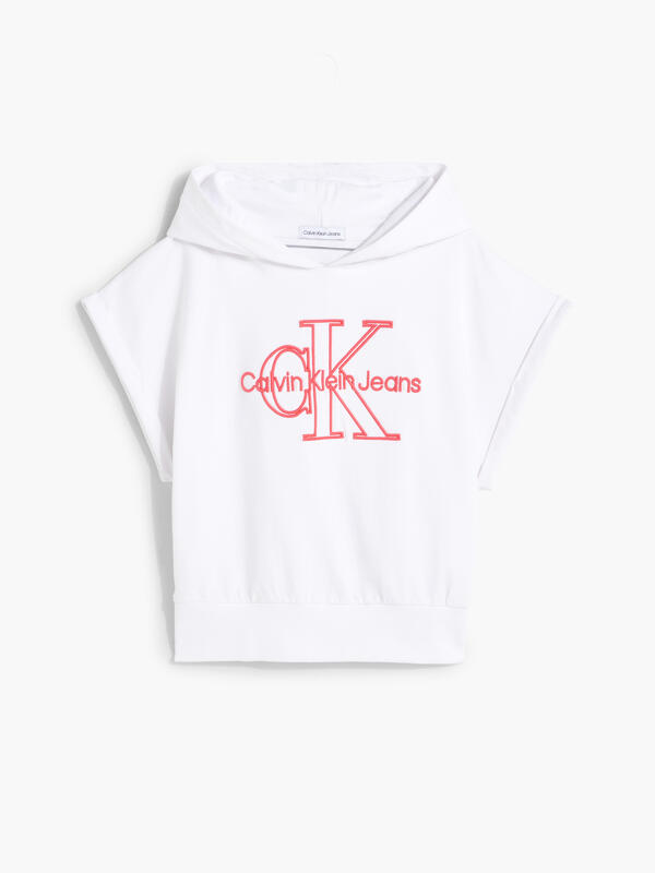 Calvin Klein MONOGRAM EMBROIDERY Kadın Beyaz Hoodie
