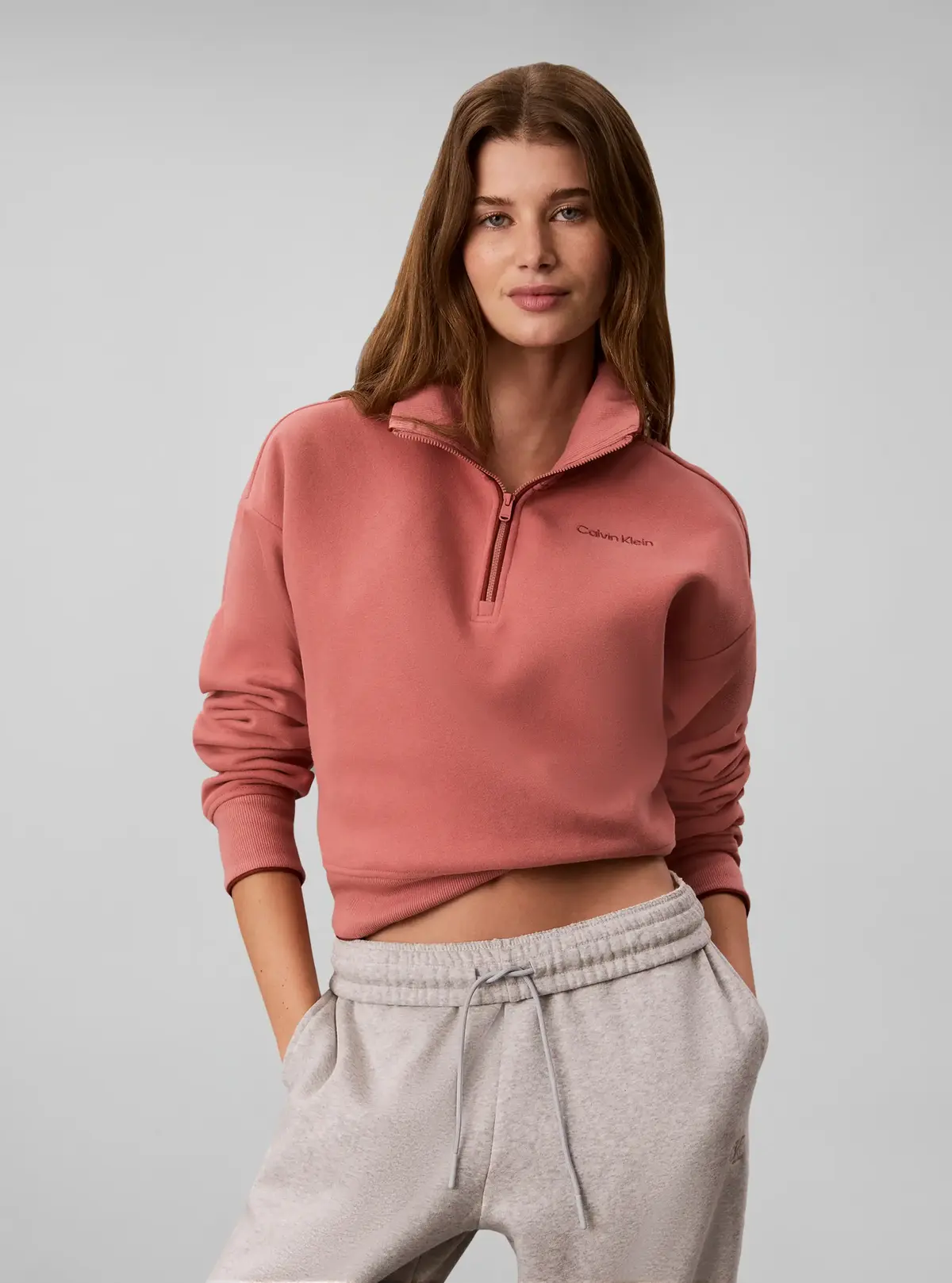 Calvin Klein BRUSHED FRENCH TERRY, F11 Kırmızı Kadın Sweatshirt