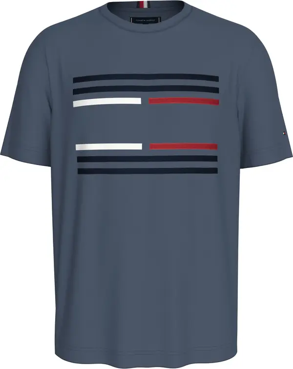 Tommy Hilfiger GROSSGRAIN FLAG TEE Erkek Mavi T-Shirt