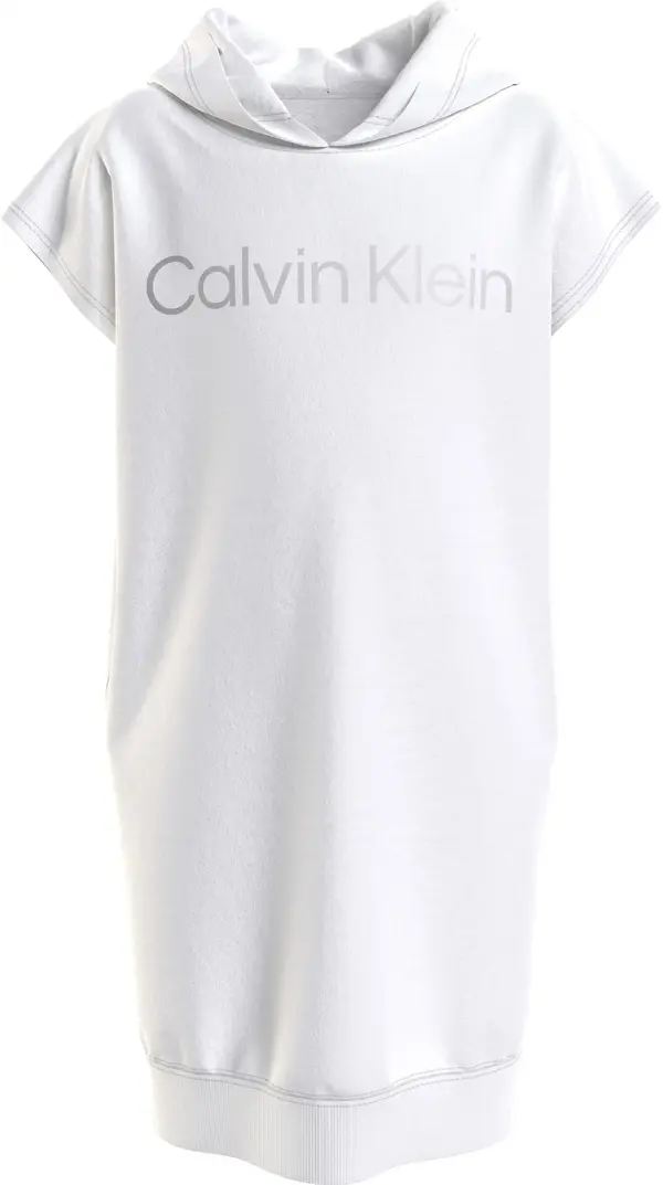 Calvin Klein INST SILVER LOGO HOO Kadın Beyaz Elbise