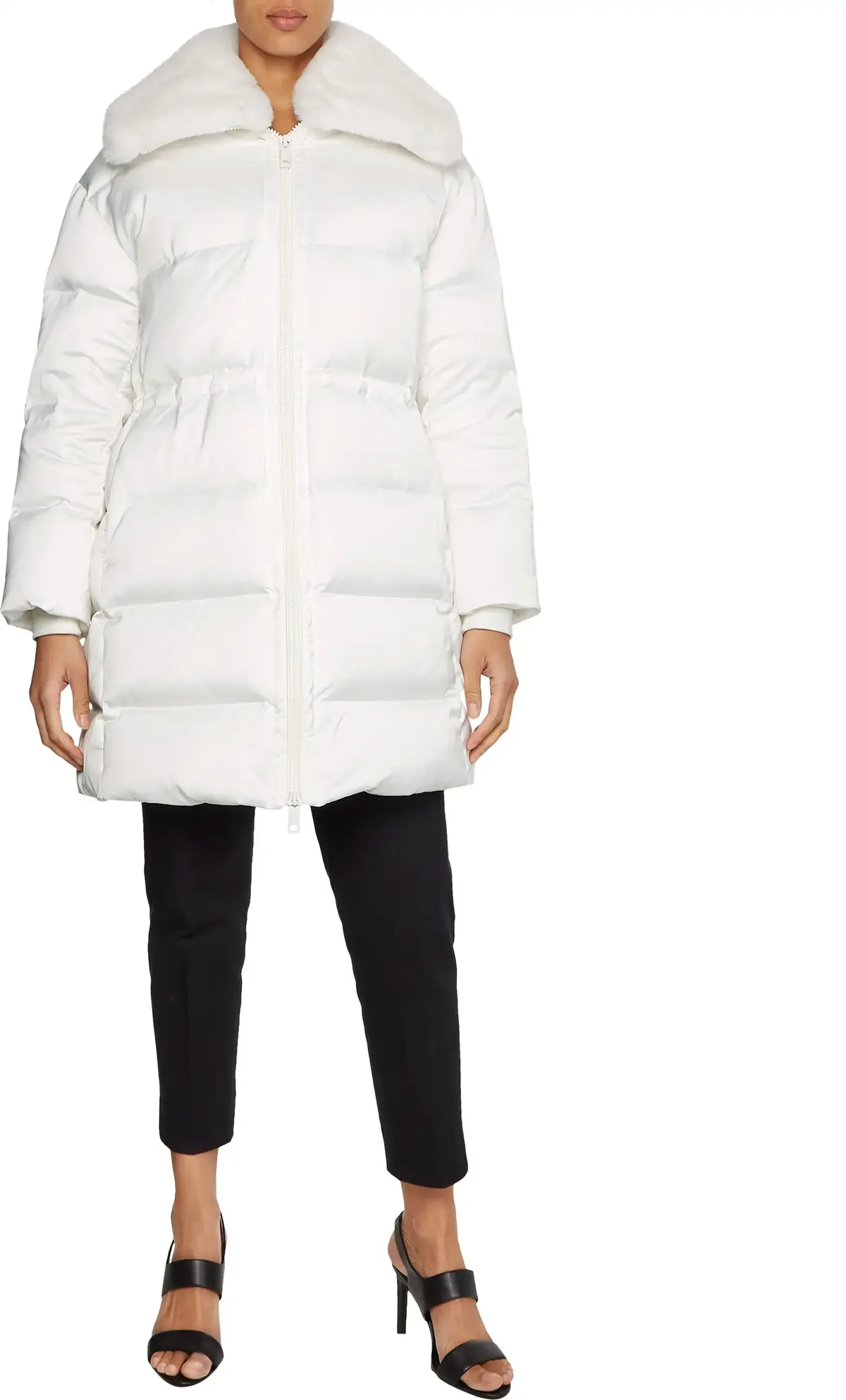 Calvin Klein LUX SATIN PUFFER COA Kadın Krem Şişme Mont