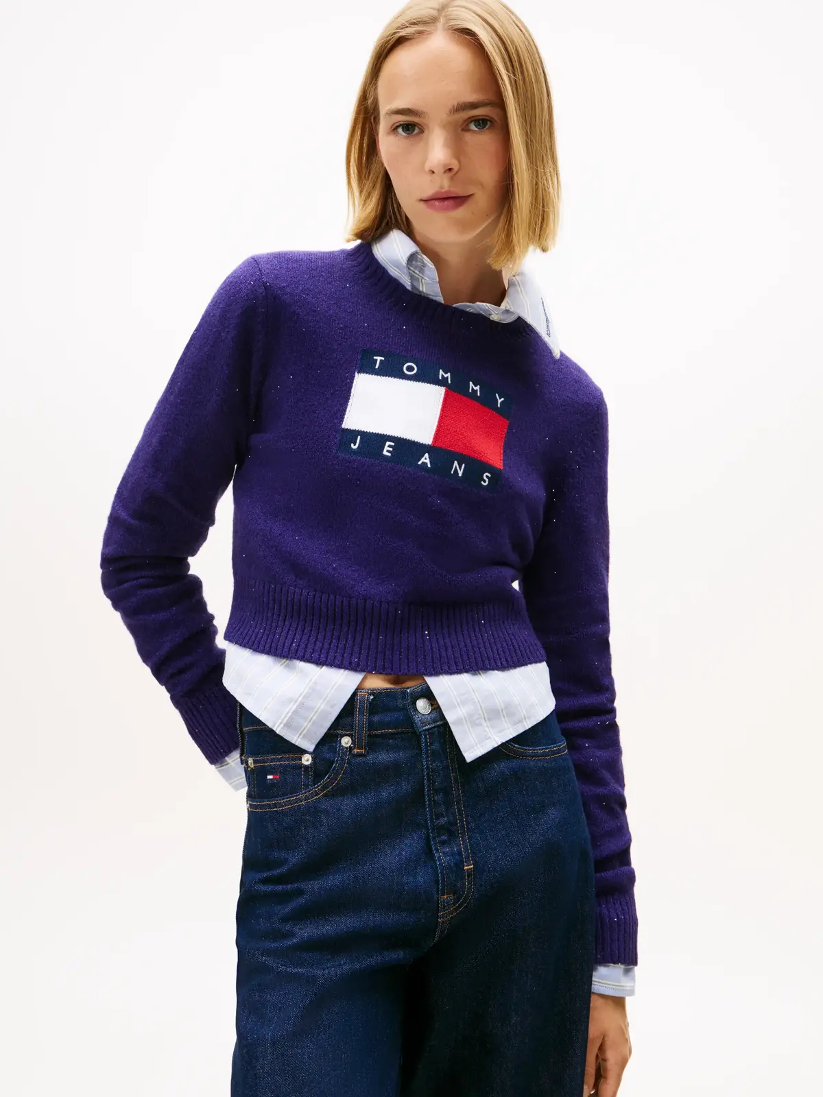 Tommy Hilfiger TJW SPARKLE FLAG SWE, VLY Lacivert Kadın Kazak