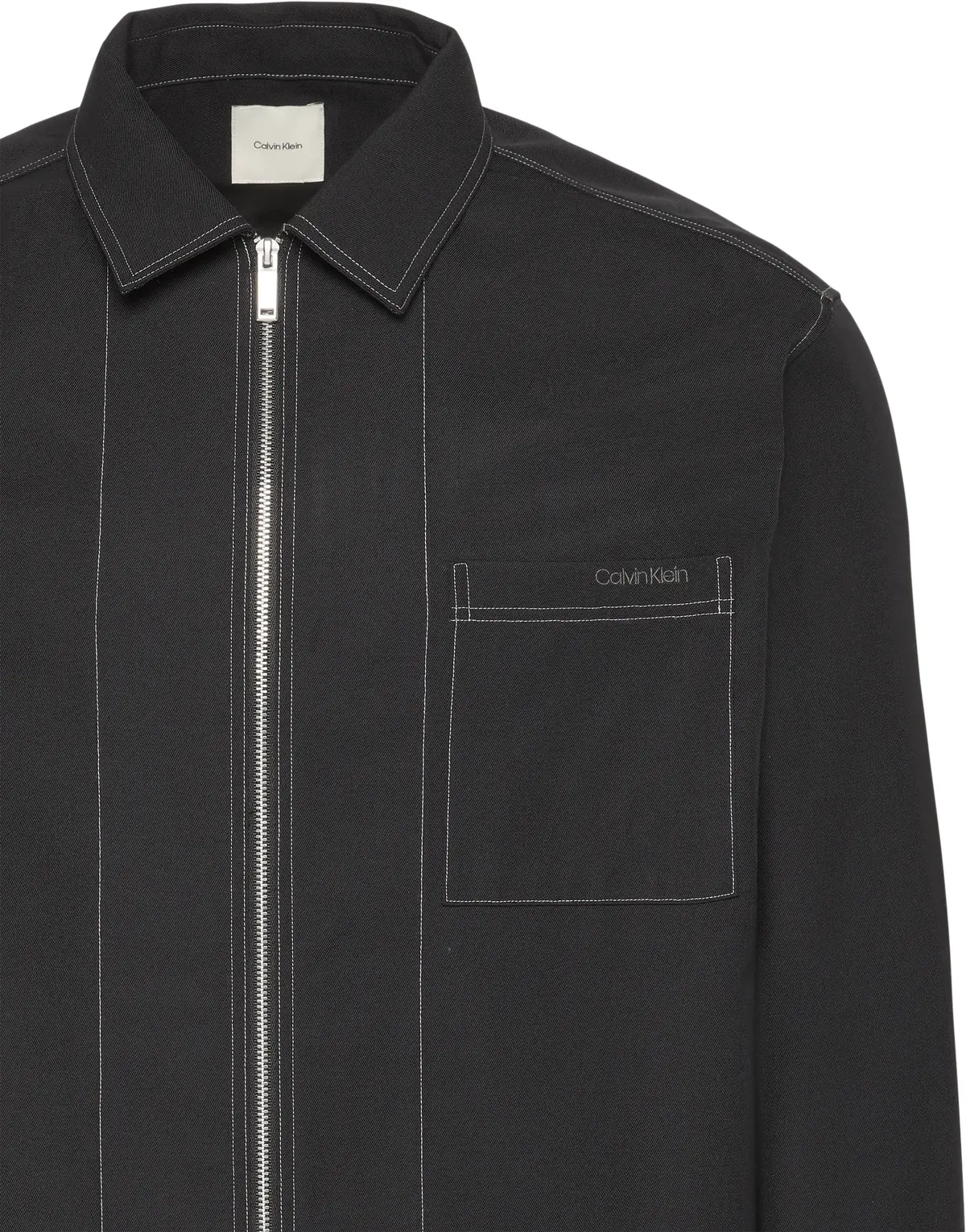 Calvin Klein LS GABARDINE RLXED OVERSHIRT Erkek Siyah Fermuarlı Ceket