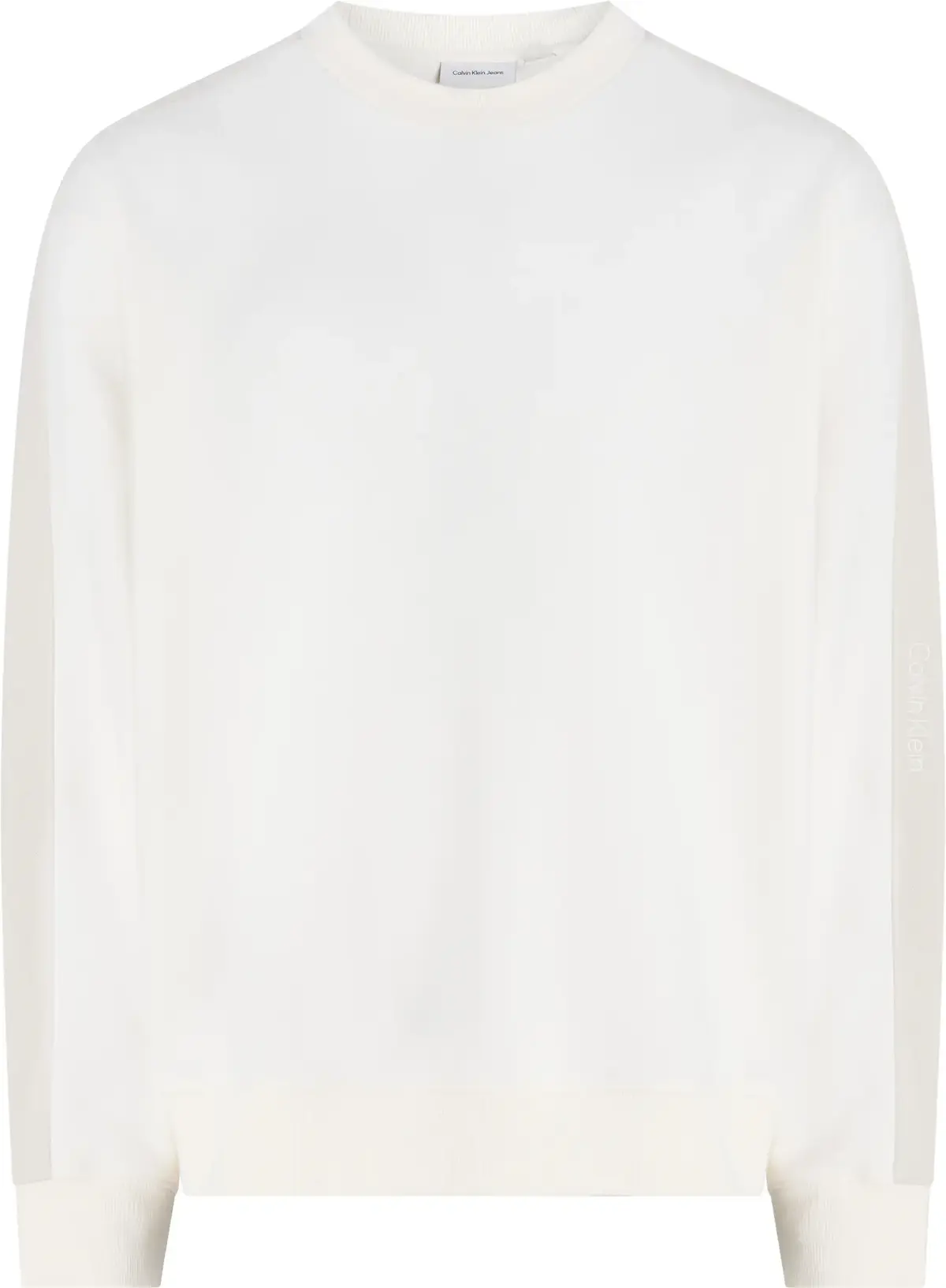 Calvin Klein LOGO TAPE CREW NECK, YAS Krem Erkek Sweatshirt