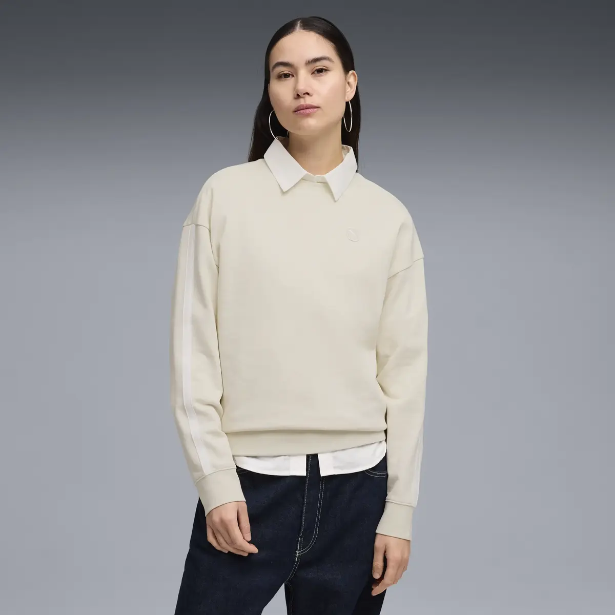 Puma ESS ELEVATED Comfort Crew TR Krem Kadın Sweatshirt