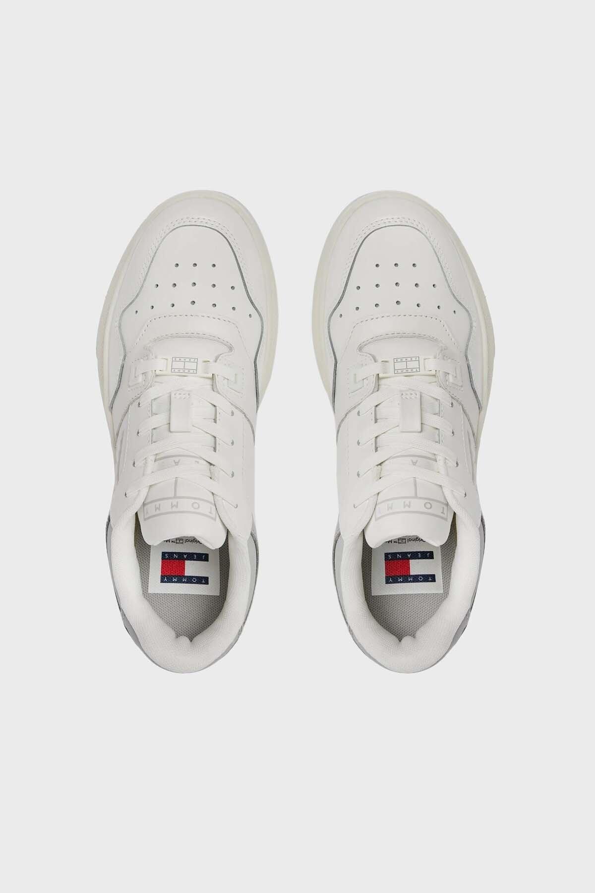 Tommy Hilfiger TJW RETRO BASKET FLA Beyaz Kadın Spor Ayakkabı
