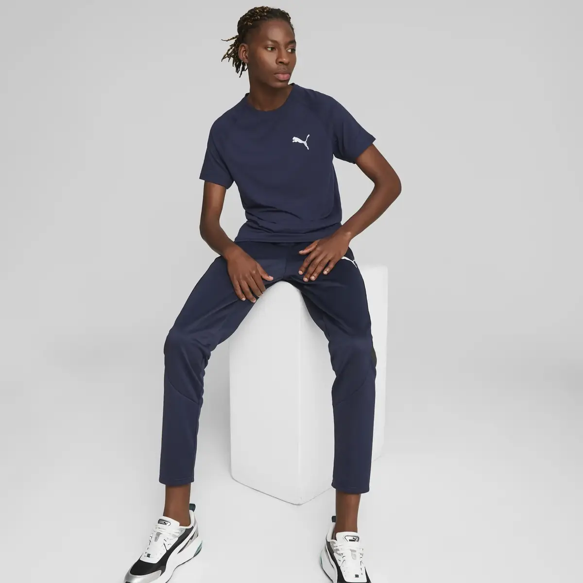 Puma EVOSTRIPE Tee Lacivert Erkek T-shirt