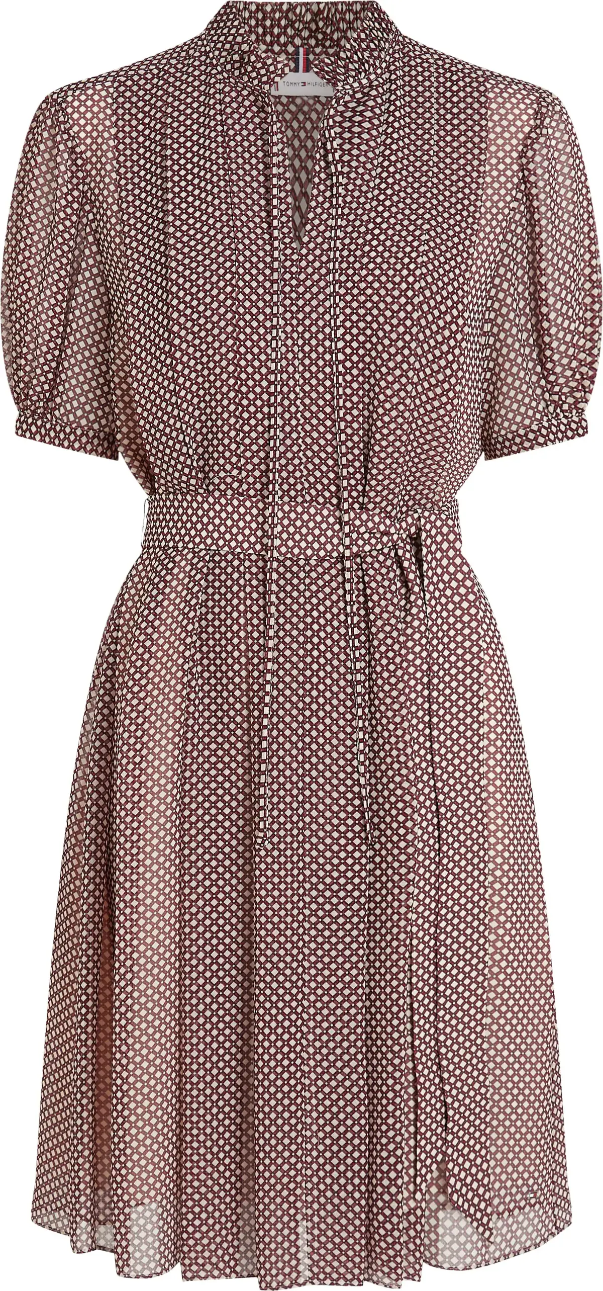 Tommy Hilfiger RUFFLE PLEAT S/S KNE, 09Z Kahverengi Kadın Elbise-Etek