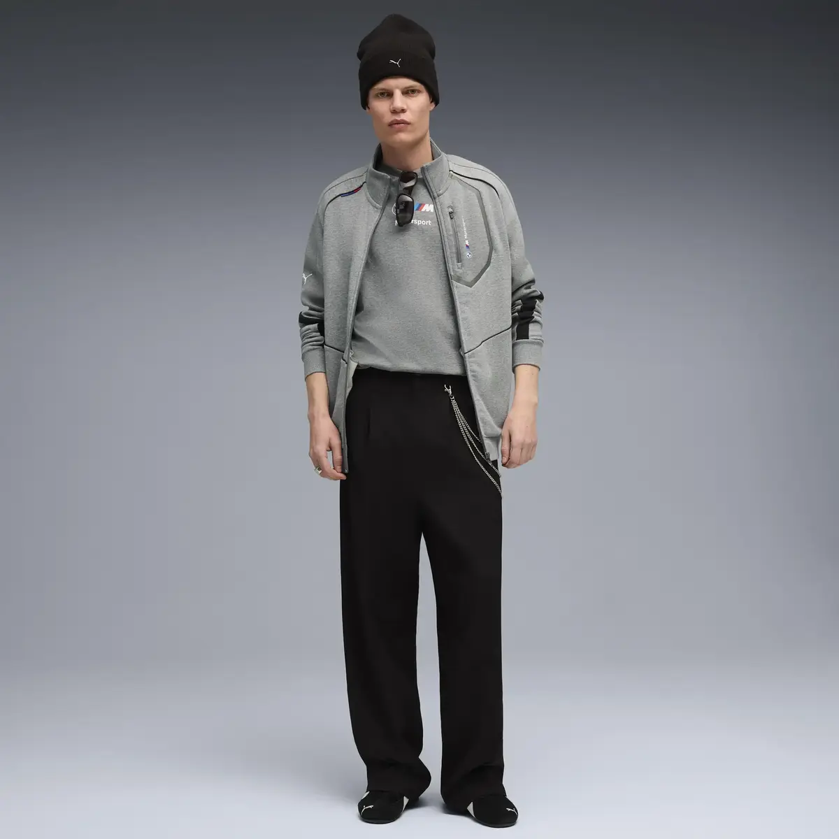 Puma BMW MMS SWEAT JACKET Gri Erkek Fermuarlı Üst