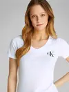 Calvin Klein 2-PACK MONOLOGO V-NE Beyaz Kadın Regular Fit Tişört