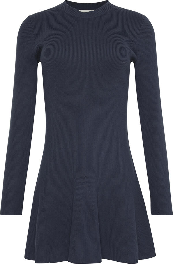 Calvin Klein FIT AND FLARE LS MINI DRESS Mavi Kadın Elbise