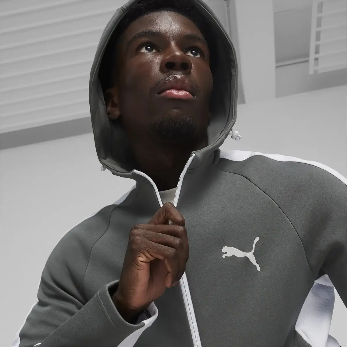 Puma EVOSTRIPE Full-Zip Hoodie DK Gri Erkek Sweatshirt