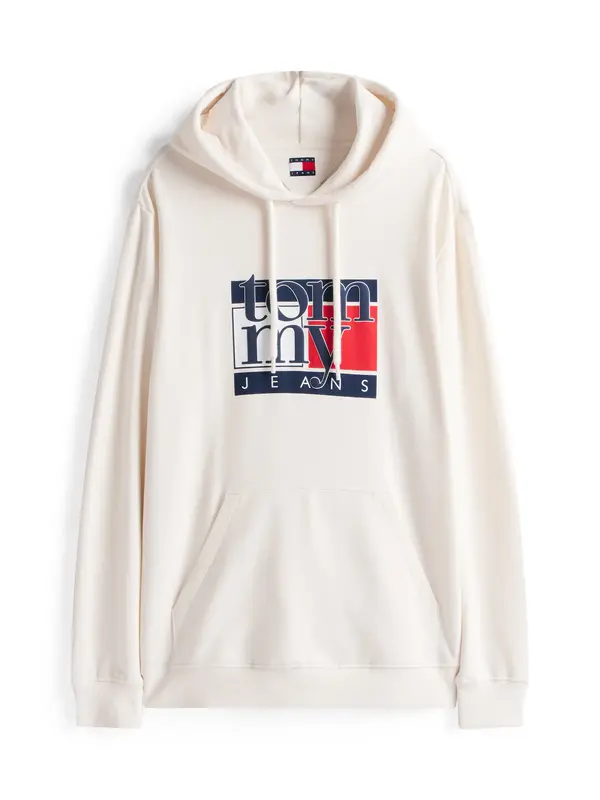 Tommy HilfigerTJM REG RWB FLAG HOODIE, Beyaz Erkek Hoodie