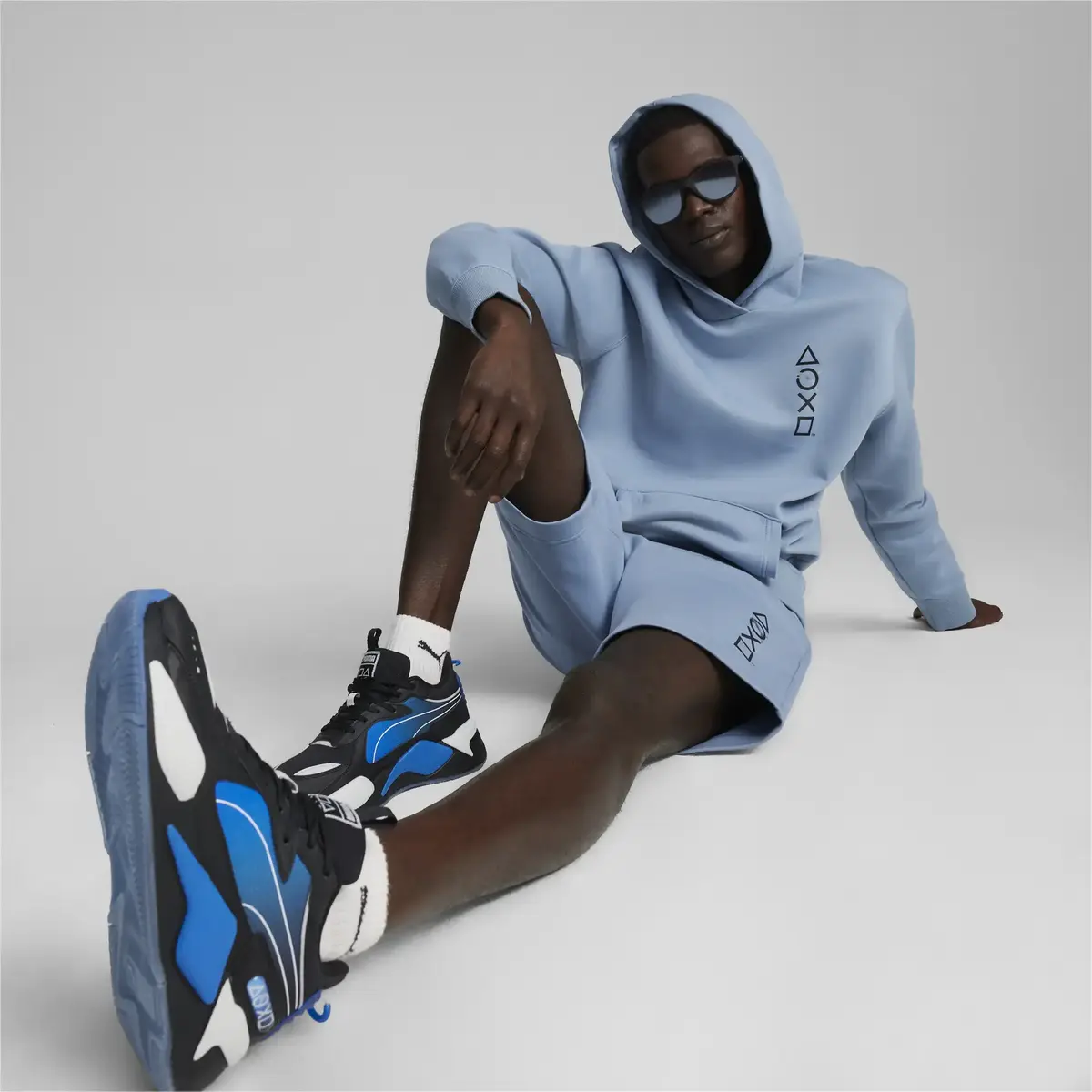 Puma X PLAYSTATION Graphic Hoodie DK Mavi Erkek Sweatshirt
