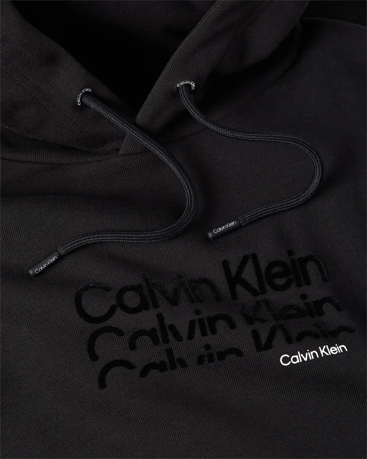 Calvin Klein TRIPLE LOGO FLOCK CO Erkek Siyah Hoodie