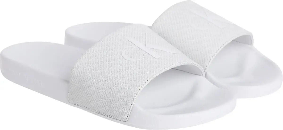 Calvin Klein SLIDE AOP PRINT, P0Q Beyaz Erkek Terlik