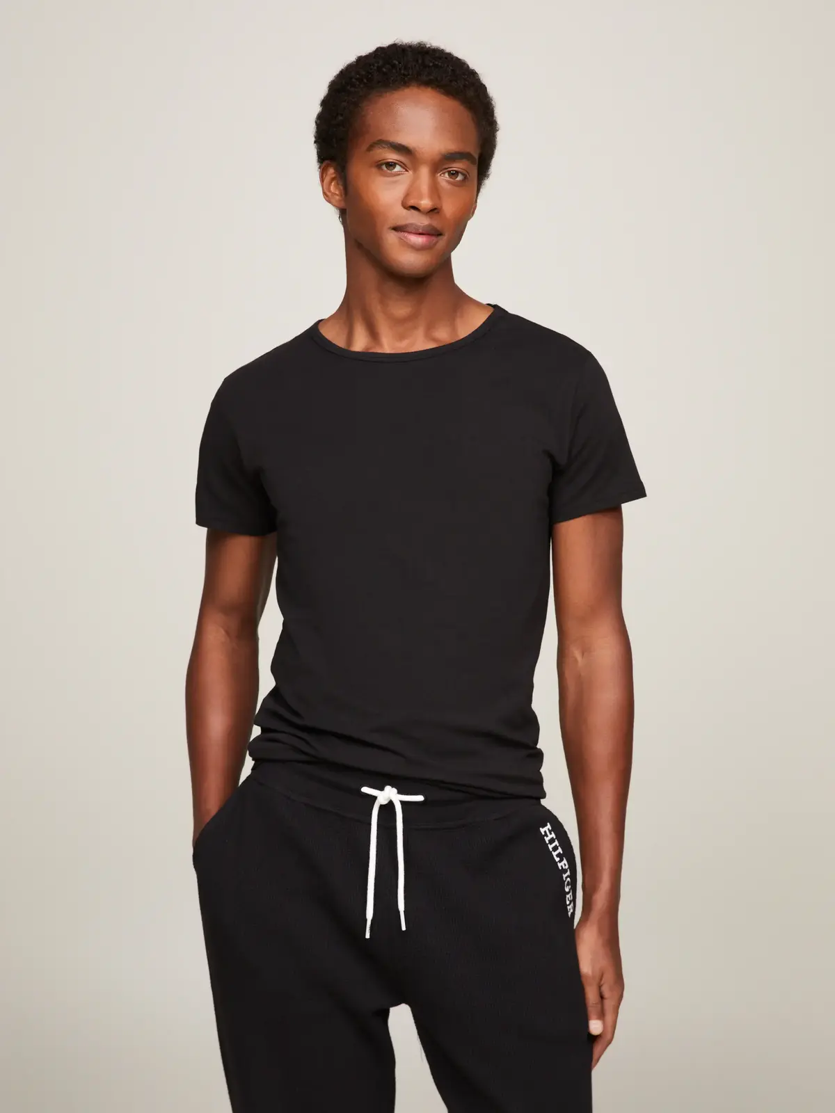 Tommy Hilfiger STRETCH CN TEE SS 3P Erkek Siyah T-Shirt