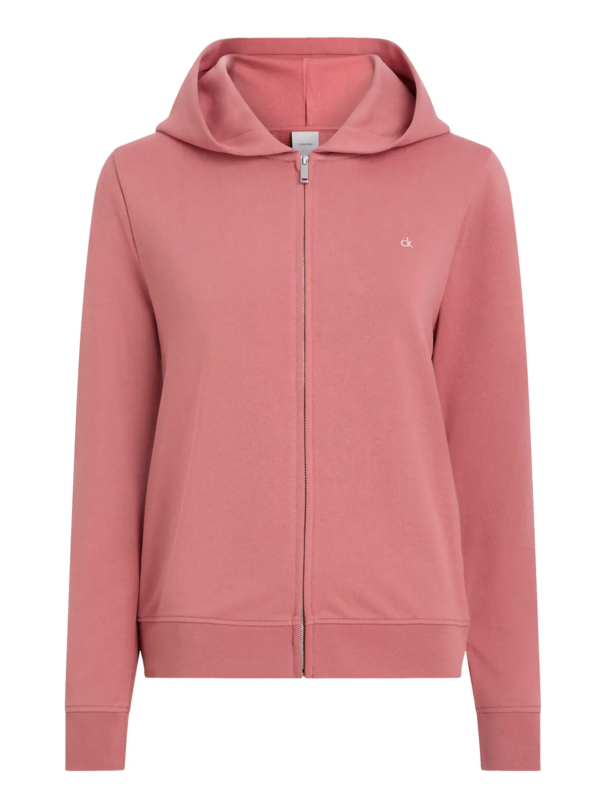 Calvin Klein CK EMB TERRY ZIP THR Pembe Kadın Fermuarlı Kapüşonlu Sweatshirt
