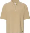 Calvin Klein SS TAILORED KNIT COLLAR ZIP TOP Kadın Kahverengi Polo T-Shirt