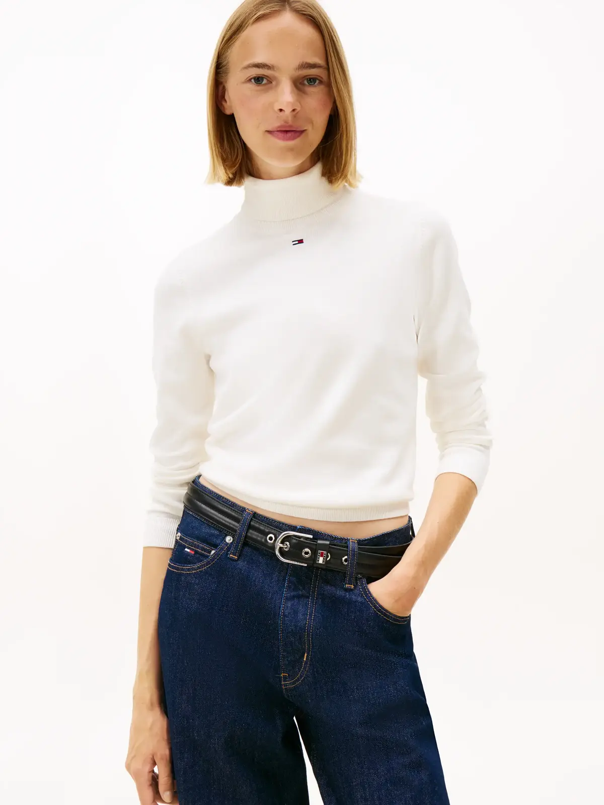 Tommy Hilfiger TJW ESSENTIAL TRTLNK Beyaz Kadın Kazak