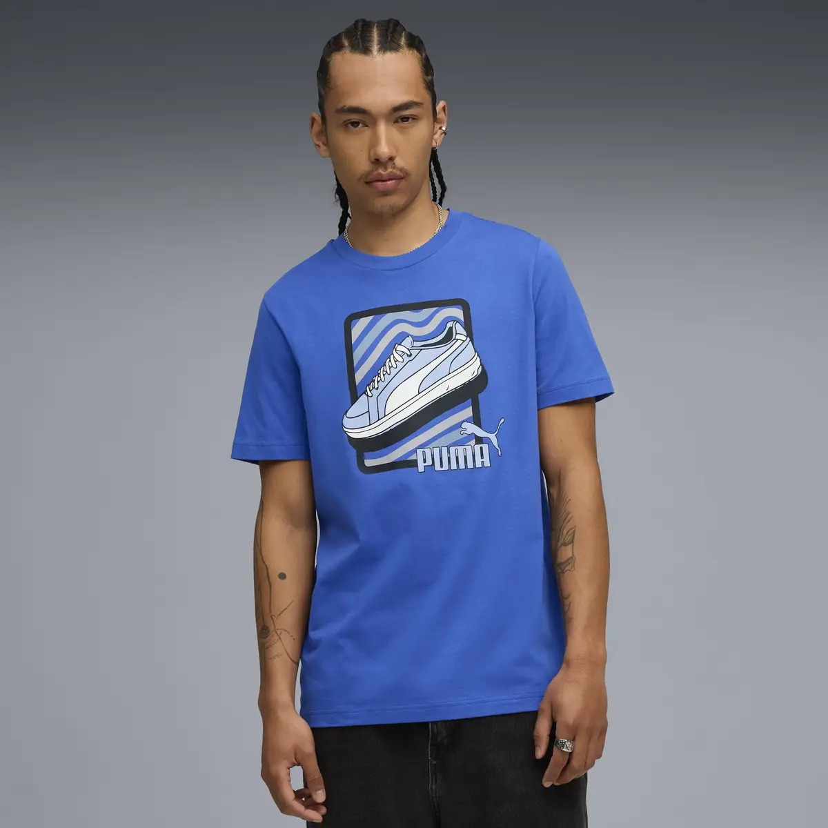 Puma GRAPHIC Tee Mavi Erkek T-Shirt