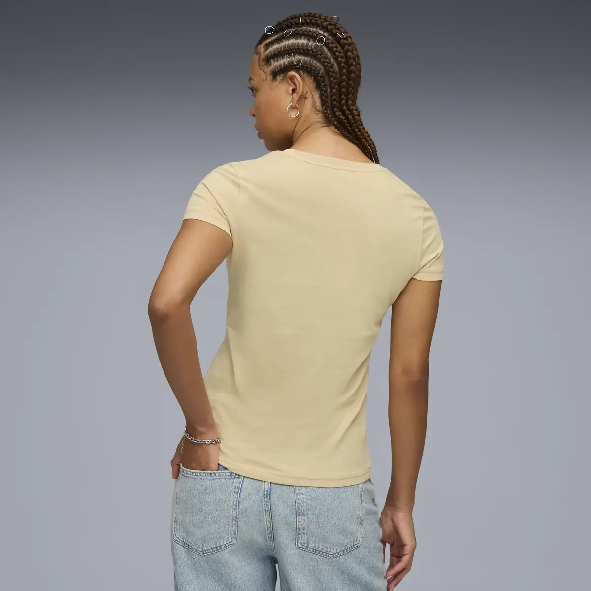 PUMA ESS No. 1 Logo Tee Bej Kadın T-Shirt