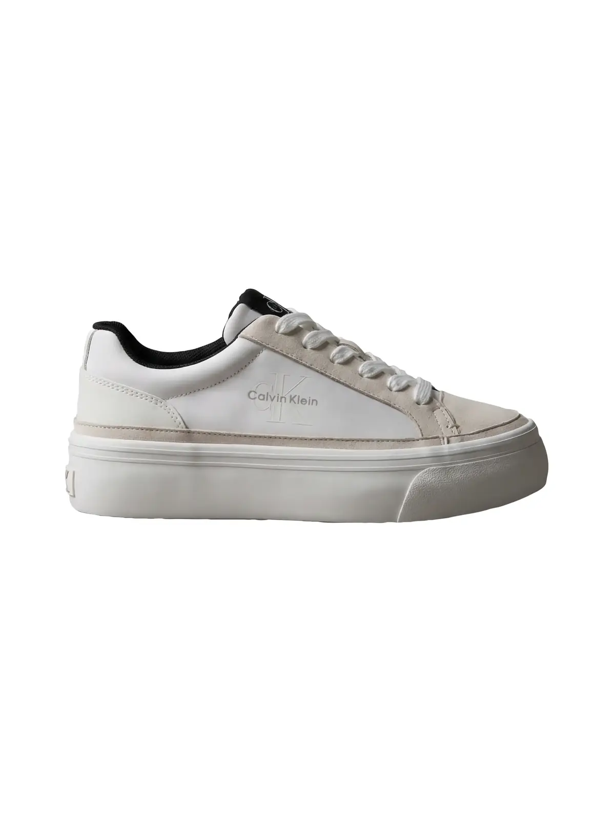 Calvin Klein VULC FLATF LACEUP NY, 01W Bej Kadın Spor Ayakkabı
