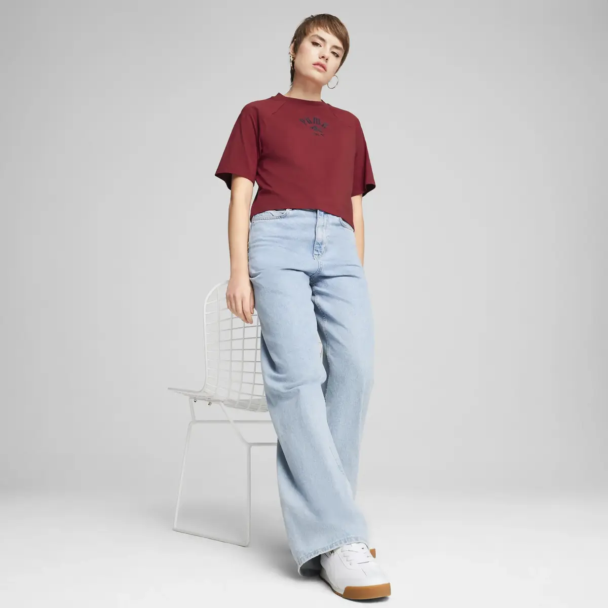 Puma CLASSICS Relaxed Tee Bordo Kadın T-Shirt